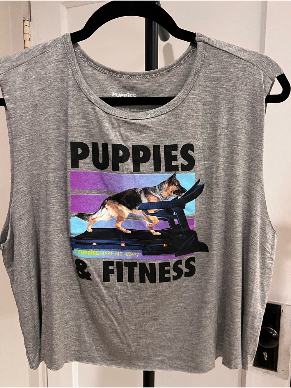 Puppies Gray Graphic Sleeveless Tank Top - Puppies